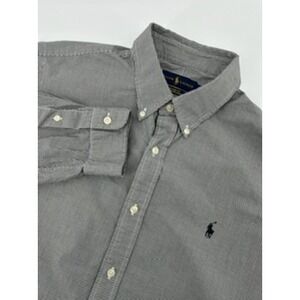 Ralph Lauren Mens XL Classic Fit Black and White Checkered Button Down Shirt